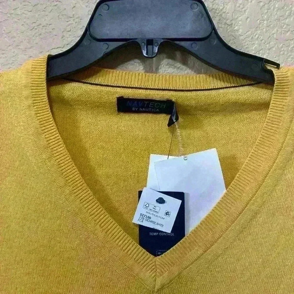 Men’s Navtech by Náutica V-Neck Sweater B2 Size XL Yellow - Picture 2 of 10